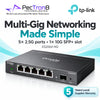 TP-Link Omada ES206X-M2 Easy Managed Switch – 5×2.5GBASE-T Ports, 1×10G SFP+ Slot, Omada SDN, Fanless Metal Switch