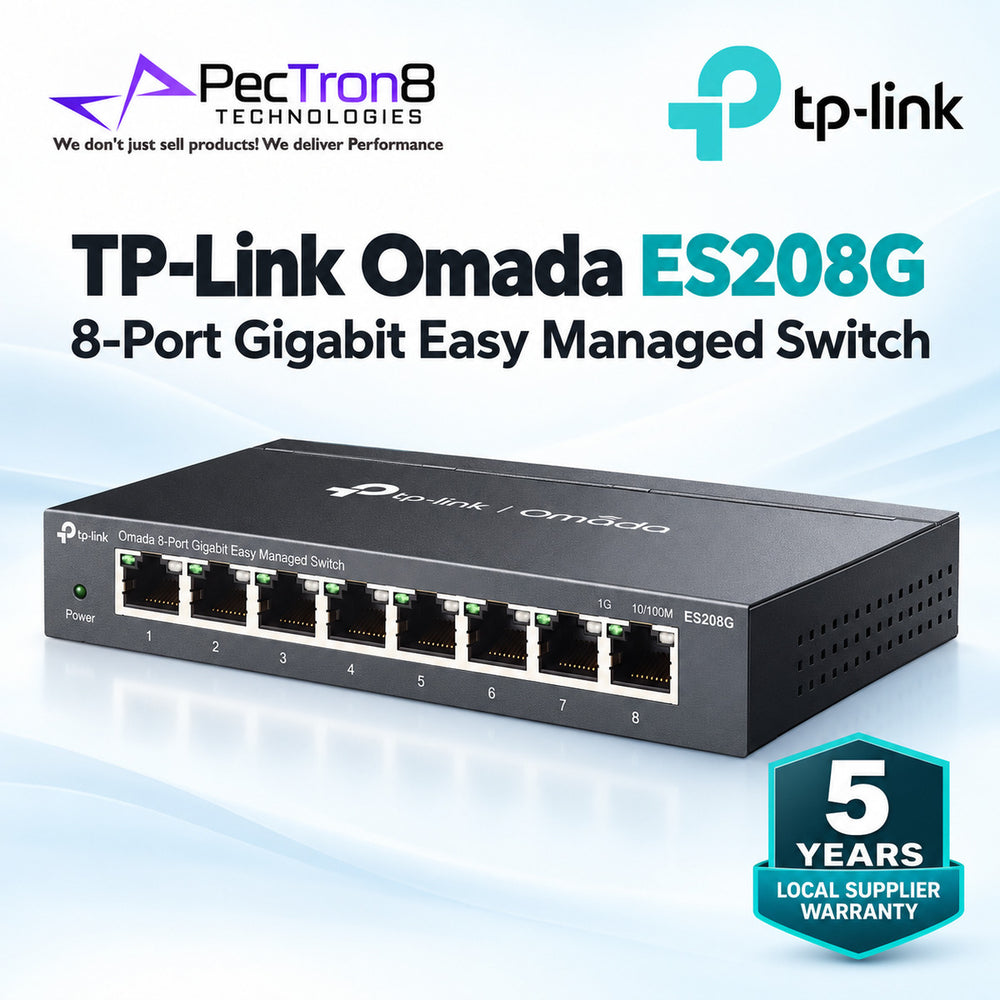 TP-Link Omada ES208G 8-Port Gigabit Easy Managed Switch – Cloud Managed, VLAN, QoS, Fanless Metal Switch
