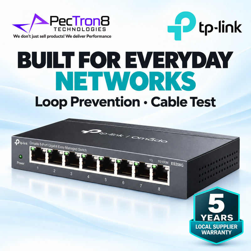TP-Link Omada ES208G 8-Port Gigabit Easy Managed Switch – Cloud Managed, VLAN, QoS, Fanless Metal Switch