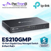 TP-Link Omada ES210GMP 10-Port Gigabit Easy Managed PoE+ Switch – 8 PoE+ Ports, 123 W Budget, Omada SDN Cloud Management