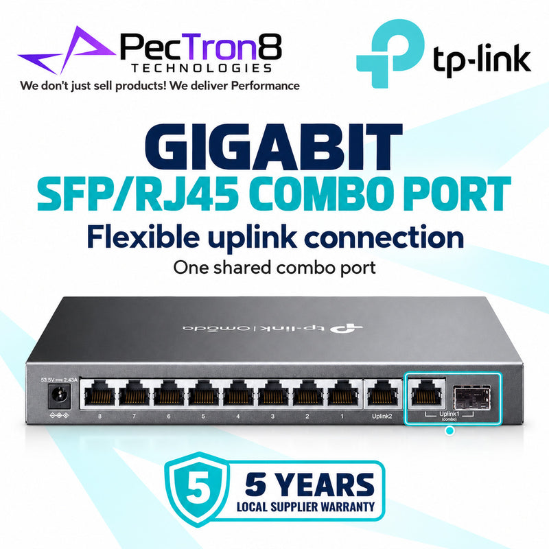 TP-Link Omada ES210GMP 10-Port Gigabit Easy Managed PoE+ Switch – 8 PoE+ Ports, 123 W Budget, Omada SDN Cloud Management