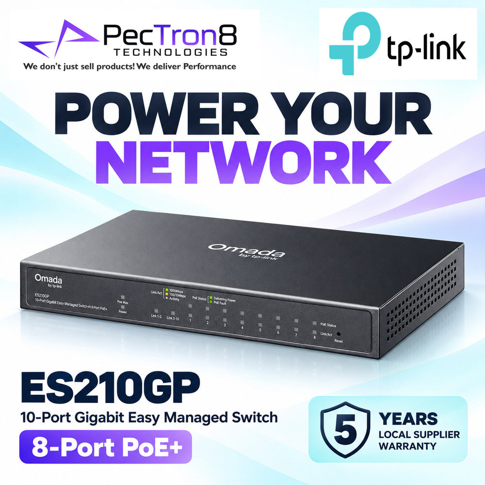 TP-Link Omada ES210GP 10-Port Gigabit Easy Managed Switch with 8-Port PoE+, 123W PoE Budget, Omada SDN Cloud Management