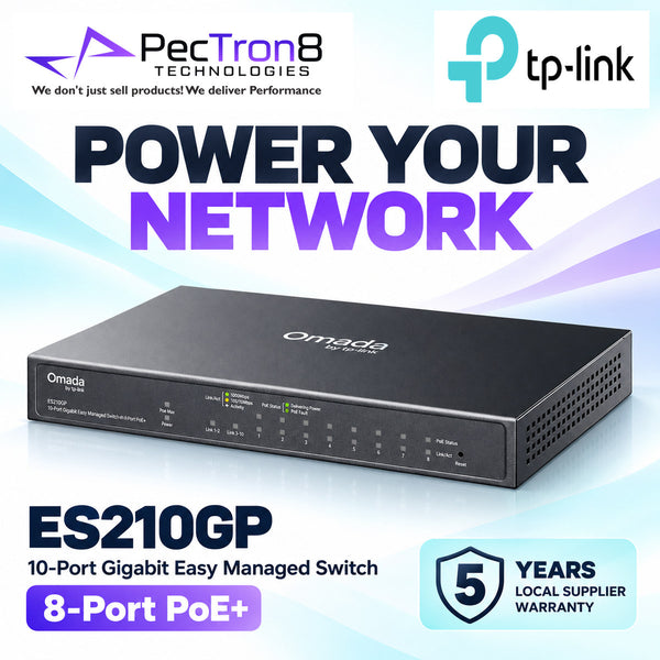 TP-Link Omada ES210GP 10-Port Gigabit Easy Managed Switch with 8-Port PoE+, 123W PoE Budget, Omada SDN Cloud Management