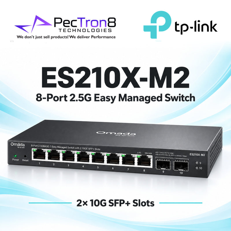TP-Link Omada ES210X-M2 Easy Managed Switch – 8-Port 2.5GBASE-T with 2 × 10G SFP+, Omada SDN Cloud Management