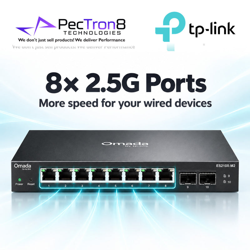 TP-Link Omada ES210X-M2 Easy Managed Switch – 8-Port 2.5GBASE-T with 2 × 10G SFP+, Omada SDN Cloud Management