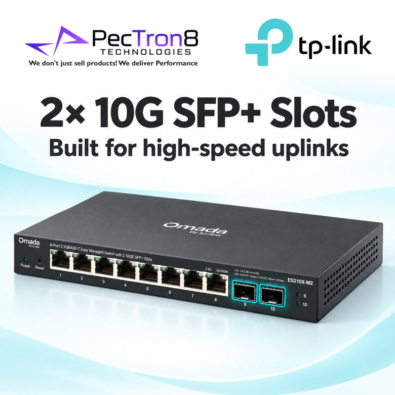 TP-Link Omada ES210X-M2 Easy Managed Switch – 8-Port 2.5GBASE-T with 2 × 10G SFP+, Omada SDN Cloud Management