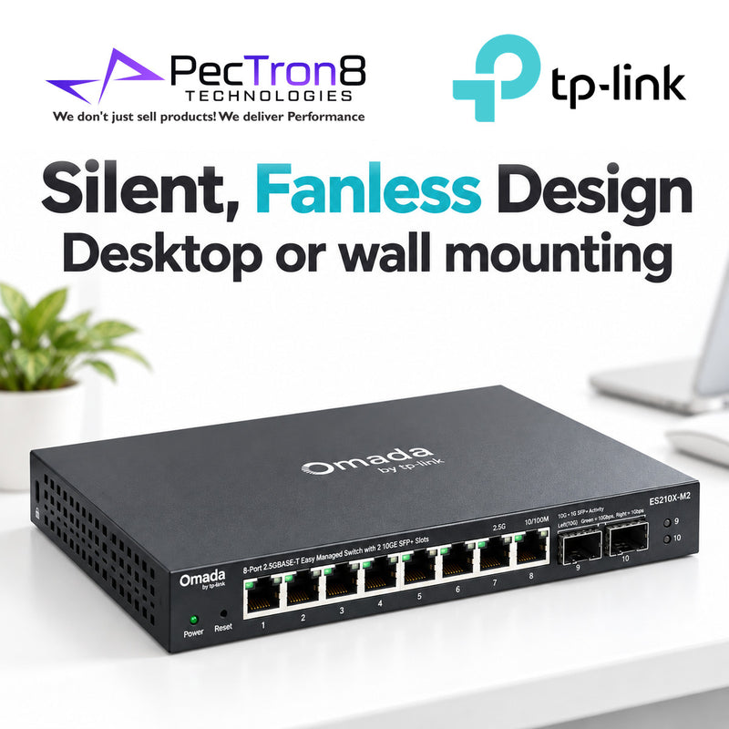 TP-Link Omada ES210X-M2 Easy Managed Switch – 8-Port 2.5GBASE-T with 2 × 10G SFP+, Omada SDN Cloud Management