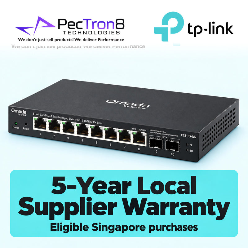 TP-Link Omada ES210X-M2 Easy Managed Switch – 8-Port 2.5GBASE-T with 2 × 10G SFP+, Omada SDN Cloud Management