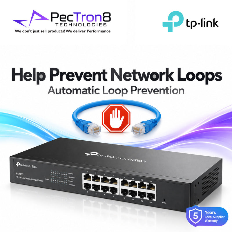 TP-Link Omada ES216G 16-Port Gigabit Easy Managed Switch – Easy Managed, Omada SDN, VLAN, QoS, Fanless Metal Switch