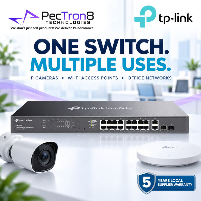 TP-Link Omada ES220GMP 20-Port Gigabit Easy Managed PoE+ Switch – 16 PoE+ Ports, 250W PoE Budget, 2 Gigabit Uplink, 2 SFP, Omada SDN