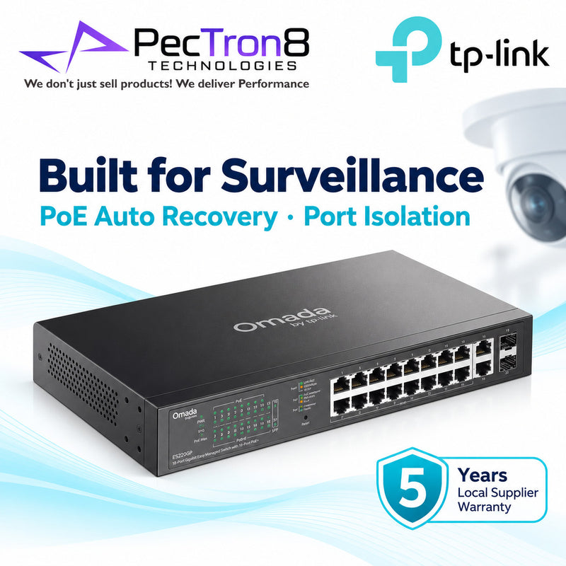 TP-Link Omada ES220GP 20-Port Gigabit Easy Managed Switch – 16-Port PoE+, 150W PoE Budget, 2 Gigabit RJ45, 2 SFP, Omada SDN