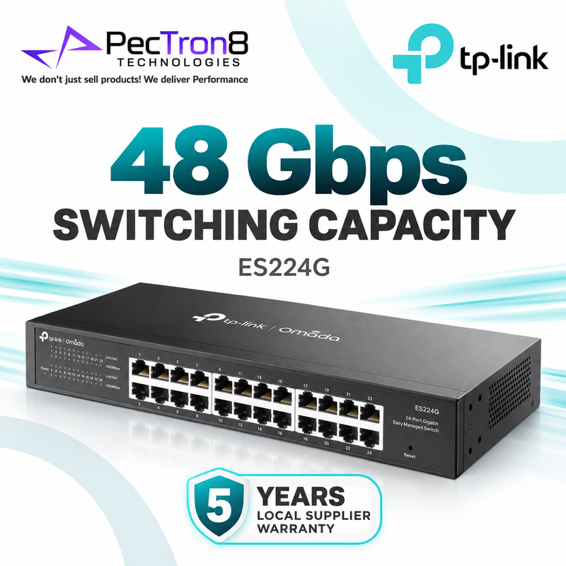 TP-Link Omada ES224G 24-Port Gigabit Easy Managed Switch – Layer 2, Omada SDN, VLAN, QoS, Rackmount