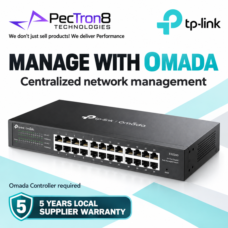TP-Link Omada ES224G 24-Port Gigabit Easy Managed Switch – Layer 2, Omada SDN, VLAN, QoS, Rackmount