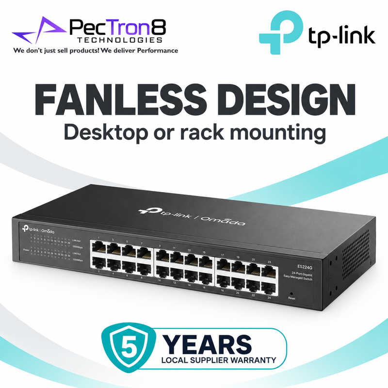 TP-Link Omada ES224G 24-Port Gigabit Easy Managed Switch – Layer 2, Omada SDN, VLAN, QoS, Rackmount