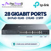 TP-Link Omada ES228GMP 28-Port Gigabit Easy Managed PoE+ Switch – 24 PoE+ Ports, 384W PoE Budget, 2 Gigabit RJ45 + 2 SFP Uplinks, Omada SDN