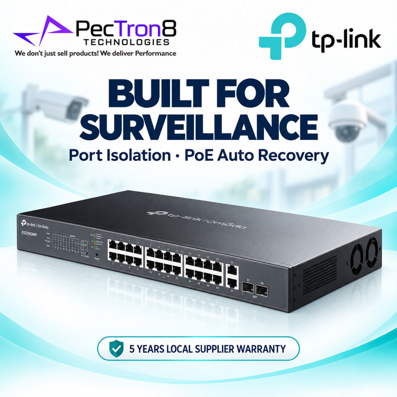 TP-Link Omada ES228GMP 28-Port Gigabit Easy Managed PoE+ Switch – 24 PoE+ Ports, 384W PoE Budget, 2 Gigabit RJ45 + 2 SFP Uplinks, Omada SDN