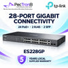 TP-Link Omada ES228GP 28-Port Gigabit Easy Managed Switch with 24-Port PoE+, 250W PoE Budget, 2× Gigabit RJ45 Uplink, 2× Gigabit SFP, Omada SDN