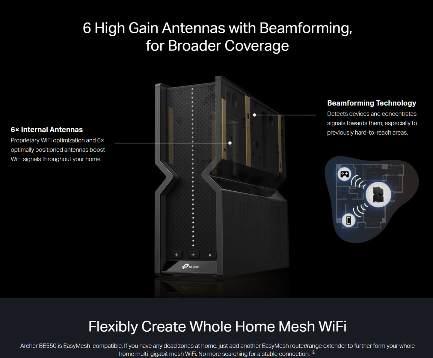 TP-LINK BE550 BE9300 TRI-BAND WI-FI 7 GAMING ROUTER