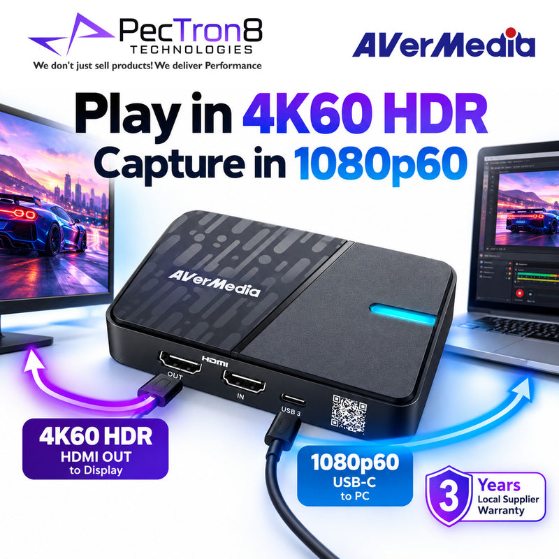 AVerMedia StreamLine MINI+ GC311G2 USB Capture Card – 1080p60 Capture, 4K60 HDR Pass-through, HDMI 2.0, USB-C