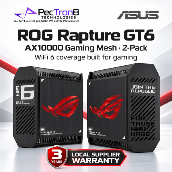 ASUS ROG Rapture GT6 (B-2-PK) AX10000 Tri-Band Wi-Fi 6 Gaming Mesh System – AiMesh, 2.5GbE WAN, AiProtection Pro, 2-Pack