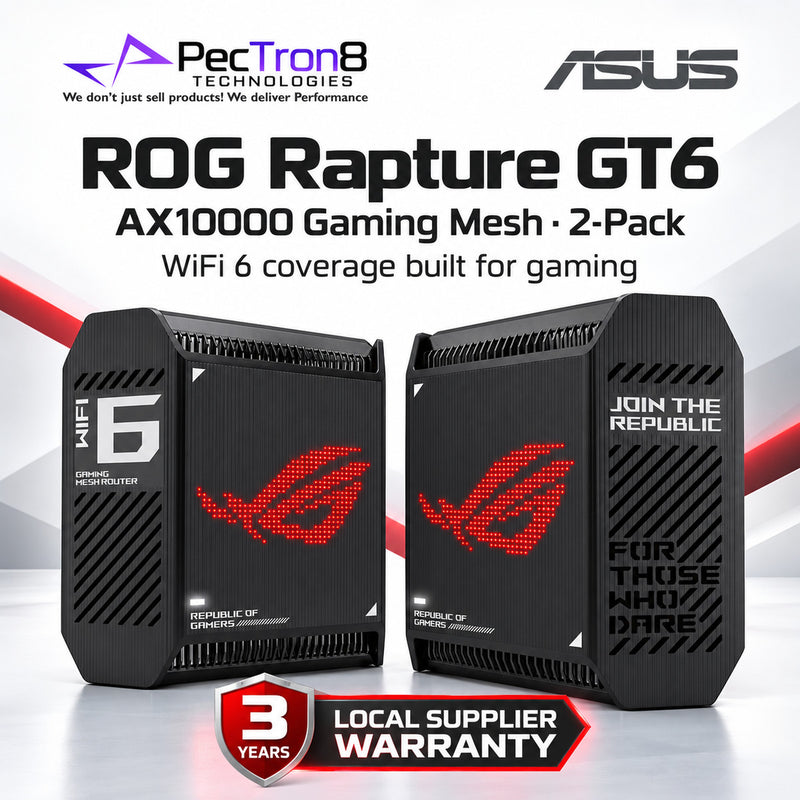 ASUS ROG Rapture GT6 (B-2-PK) AX10000 Tri-Band Wi-Fi 6 Gaming Mesh System – AiMesh, 2.5GbE WAN, AiProtection Pro, 2-Pack