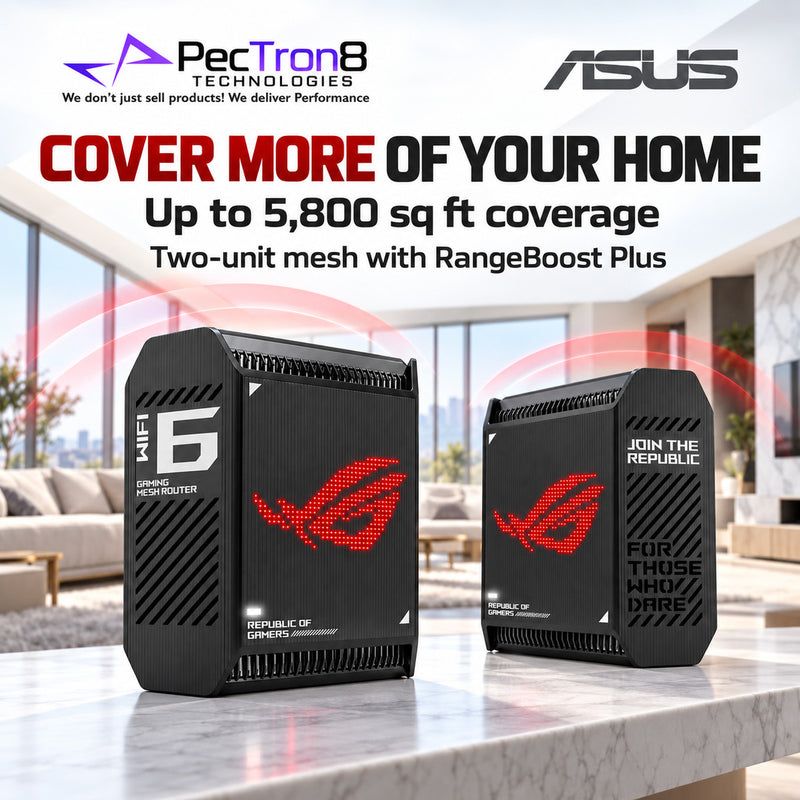 ASUS ROG Rapture GT6 (B-2-PK) AX10000 Tri-Band Wi-Fi 6 Gaming Mesh System – AiMesh, 2.5GbE WAN, AiProtection Pro, 2-Pack