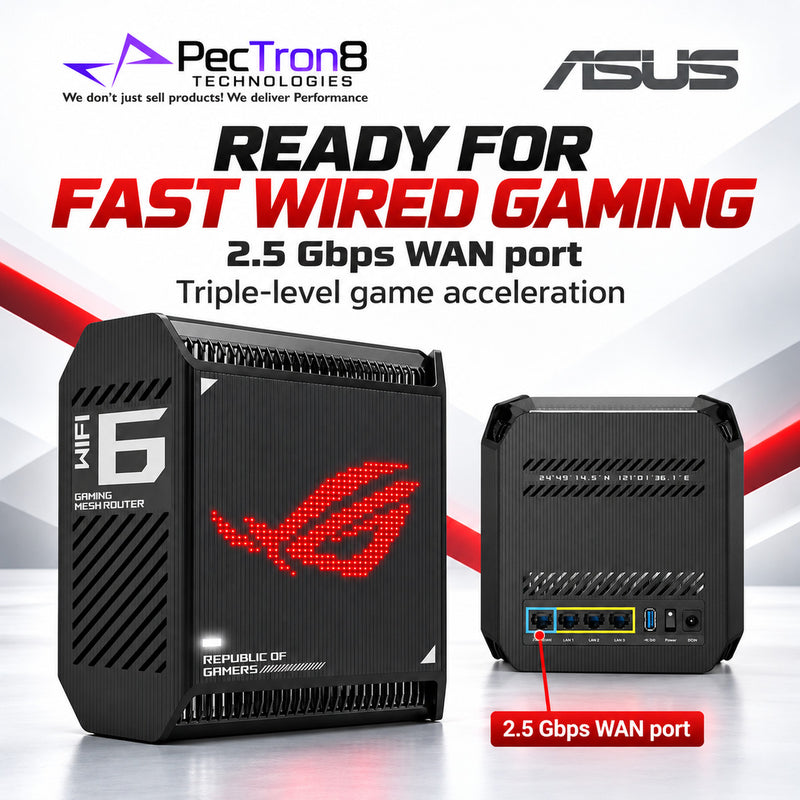 ASUS ROG Rapture GT6 (B-2-PK) AX10000 Tri-Band Wi-Fi 6 Gaming Mesh System – AiMesh, 2.5GbE WAN, AiProtection Pro, 2-Pack