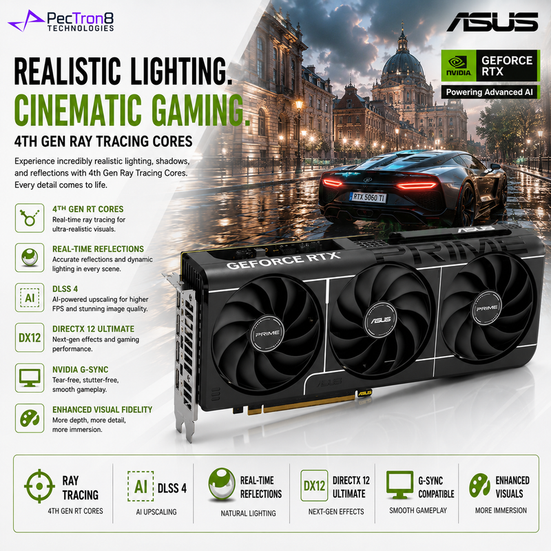 ASUS PRIME GeForce RTX 5060 Ti 16GB GDDR7 Graphics Card | NVIDIA Blackwell | DLSS 4 | PCIe 5.0 | HDMI 2.1b | DisplayPort 2.1b