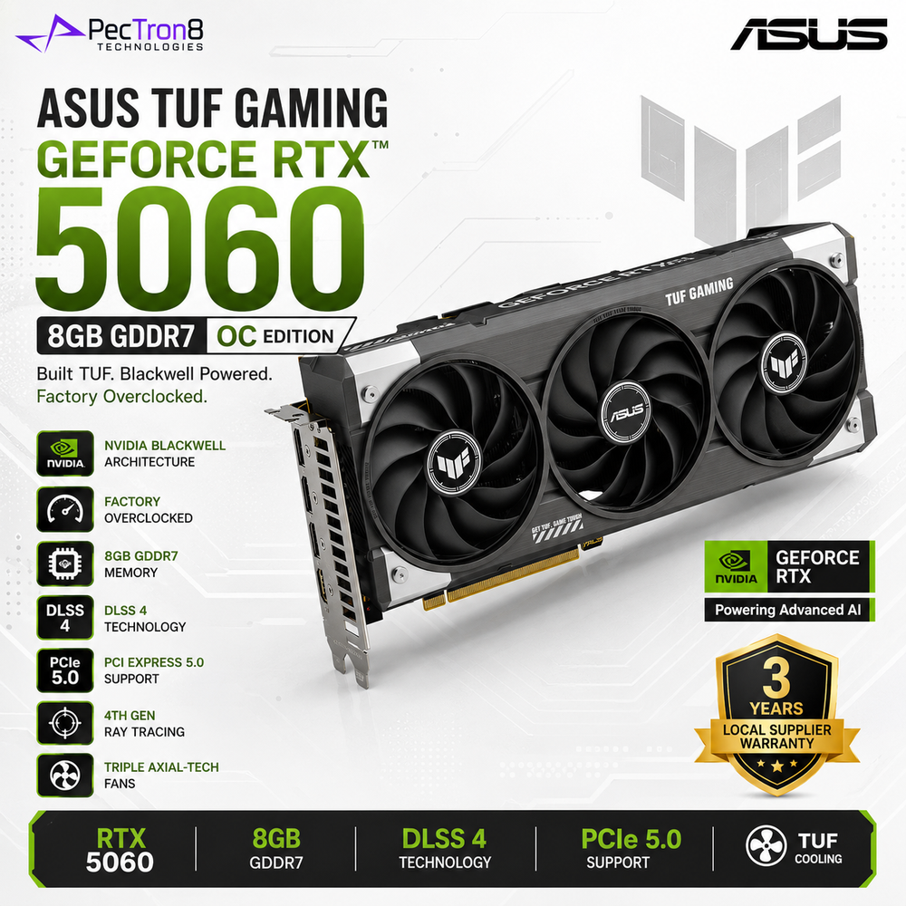 ASUS TUF Gaming GeForce RTX 5060 8GB GDDR7 OC Edition Graphics Card | NVIDIA Blackwell | DLSS 4 | PCIe 5.0