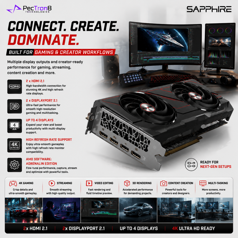 SAPPHIRE PULSE RX 9070 XT Gaming 16GB GDDR6 Graphics Card | AMD RDNA 4 | FSR 4 | Ray Tracing | PCIe 5.0