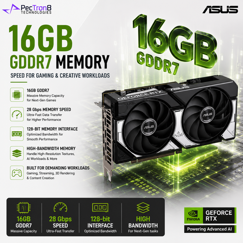 ASUS Dual GeForce RTX 5060 Ti 16GB GDDR7 OC Edition Graphics Card | Blackwell | DLSS 4 | PCIe 5.0 | DP 2.1b