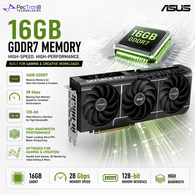 ASUS PRIME GeForce RTX 5060 Ti 16GB GDDR7 OC Edition Graphics Card | PCIe 5.0 | DLSS 4 | HDMI 2.1b | DisplayPort 2.1b
