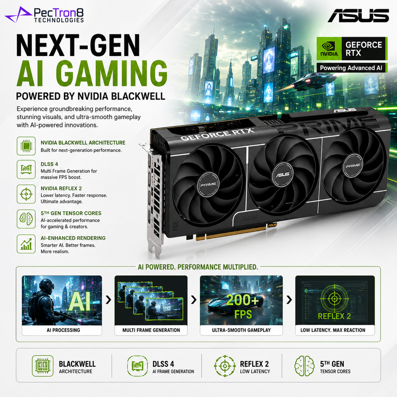 ASUS PRIME GeForce RTX 5060 Ti 16GB GDDR7 Graphics Card | NVIDIA Blackwell | DLSS 4 | PCIe 5.0 | HDMI 2.1b | DisplayPort 2.1b
