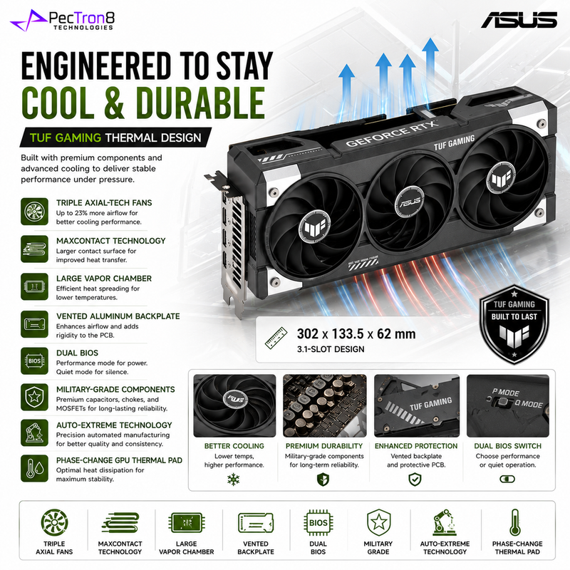 ASUS TUF Gaming GeForce RTX 5060 Ti 16GB GDDR7 OC Edition Graphics Card | NVIDIA Blackwell | DLSS 4 | PCIe 5.0 | Aura Sync