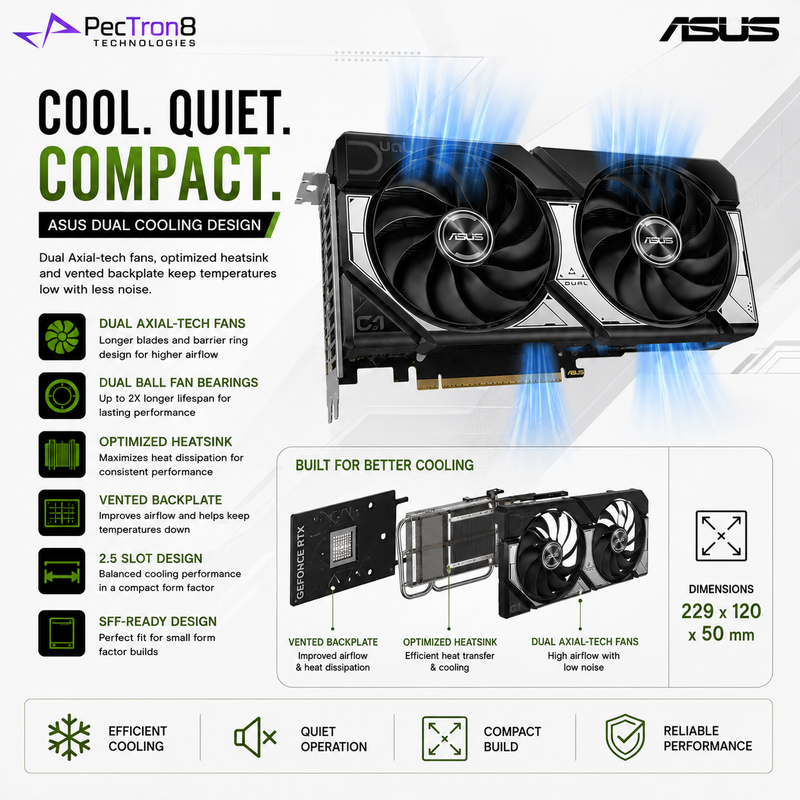 ASUS Dual GeForce RTX 5060 Ti 8GB GDDR7 OC Edition Graphics Card | NVIDIA Blackwell | DLSS 4 | PCIe 5.0