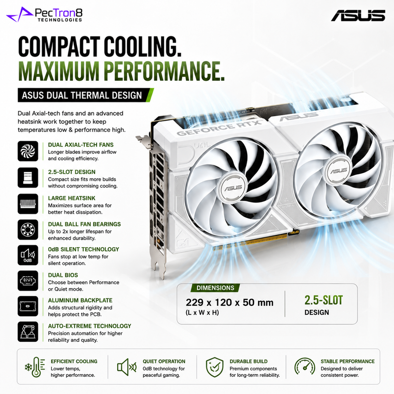 ASUS Dual GeForce RTX™ 5060 Ti 16GB GDDR7 White OC Edition Graphics Card | NVIDIA Blackwell | DLSS 4 | PCIe 5.0