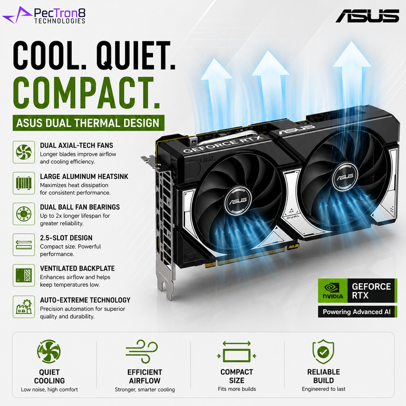 ASUS Dual GeForce RTX 5060 Ti 16GB GDDR7 Graphics Card | NVIDIA Blackwell | DLSS 4 | PCIe 5.0 | DP 2.1b