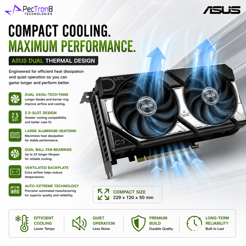 ASUS Dual GeForce RTX 5060 Ti 8GB GDDR7 Graphics Card | NVIDIA Blackwell | DLSS 4 | PCIe 5.0