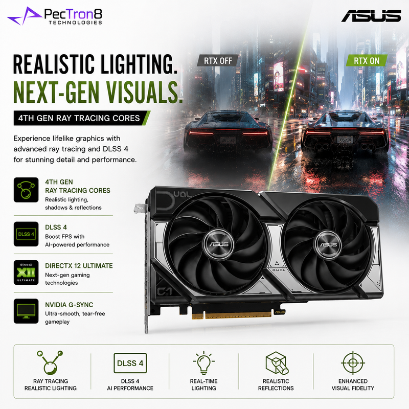 ASUS Dual GeForce RTX 5060 Ti 8GB GDDR7 OC Edition Graphics Card | NVIDIA Blackwell | DLSS 4 | PCIe 5.0