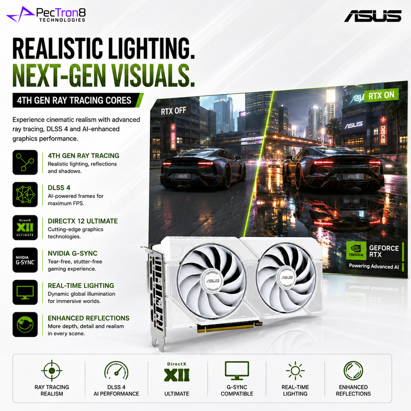 ASUS Dual GeForce RTX™ 5060 Ti 16GB GDDR7 White OC Edition Graphics Card | NVIDIA Blackwell | DLSS 4 | PCIe 5.0