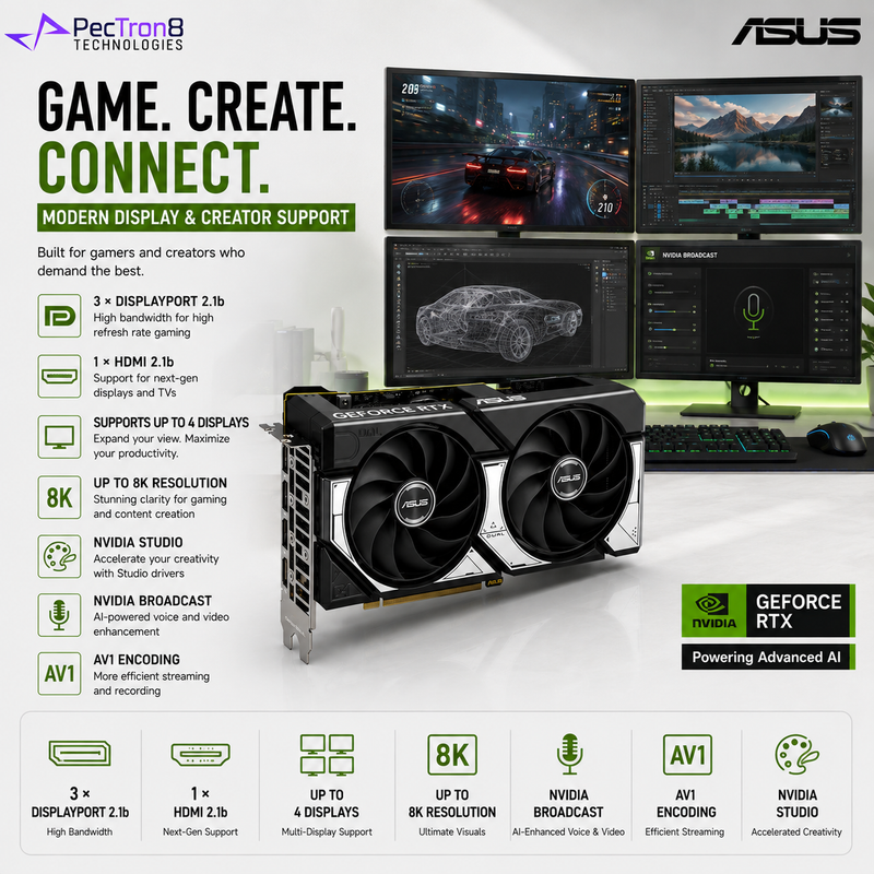 ASUS Dual GeForce RTX 5060 Ti 16GB GDDR7 Graphics Card | NVIDIA Blackwell | DLSS 4 | PCIe 5.0 | DP 2.1b