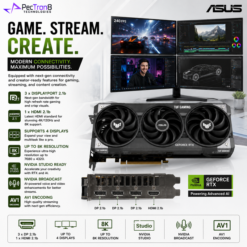 ASUS TUF Gaming GeForce RTX 5060 8GB GDDR7 OC Edition Graphics Card | NVIDIA Blackwell | DLSS 4 | PCIe 5.0 | Aura Sync
