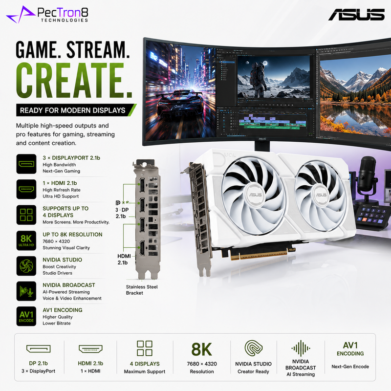 ASUS Dual GeForce RTX™ 5060 Ti 8GB GDDR7 White OC Edition Graphics Card | NVIDIA Blackwell | DLSS 4 | PCIe 5.0