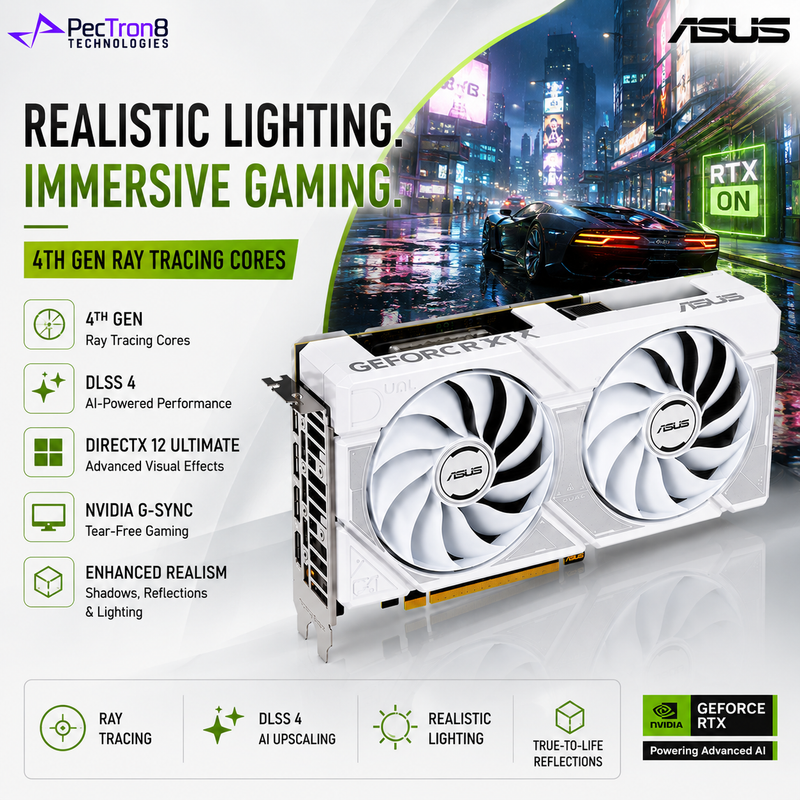 ASUS Dual GeForce RTX 5060 Ti 16GB GDDR7 White OC Edition Graphics Card | NVIDIA Blackwell | DLSS 4 | PCIe 5.0 | HDMI 2.1b | DisplayPort 2.1b