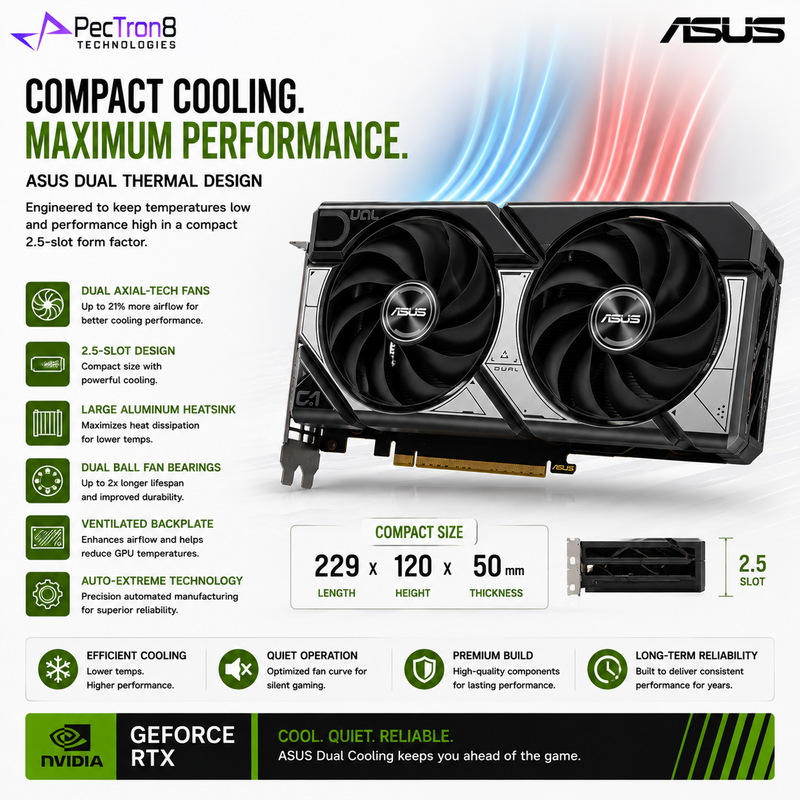 ASUS Dual GeForce RTX 5060 Ti 8GB GDDR7 OC Edition Graphics Card | Blackwell | DLSS 4 | PCIe 5.0