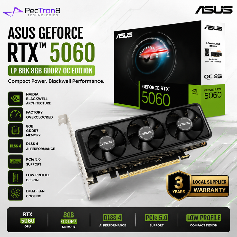 ASUS GeForce RTX™ 5060 LP BRK 8GB GDDR7 OC Edition Graphics Card | NVIDIA Blackwell | DLSS 4 | Low Profile GPU
