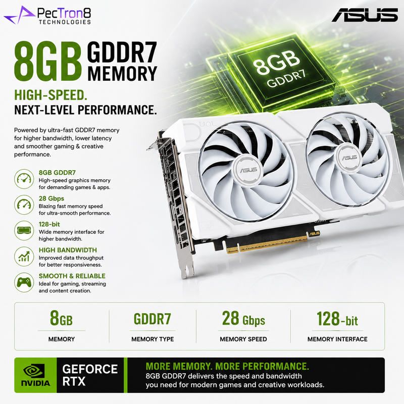 ASUS Dual GeForce RTX 5060 Ti 8GB GDDR7 White OC Edition Graphics Card | Blackwell | DLSS 4 | PCIe 5.0
