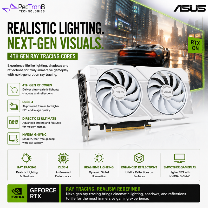 ASUS Dual GeForce RTX 5060 Ti 8GB GDDR7 White OC Edition Graphics Card | Blackwell | DLSS 4 | PCIe 5.0
