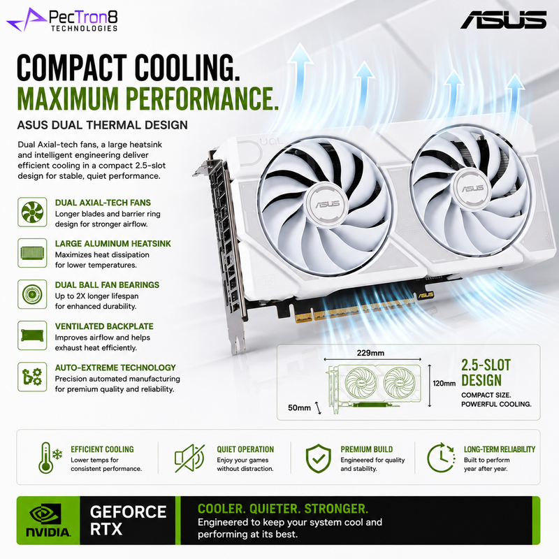ASUS Dual GeForce RTX 5060 Ti 8GB GDDR7 White OC Edition Graphics Card | Blackwell | DLSS 4 | PCIe 5.0
