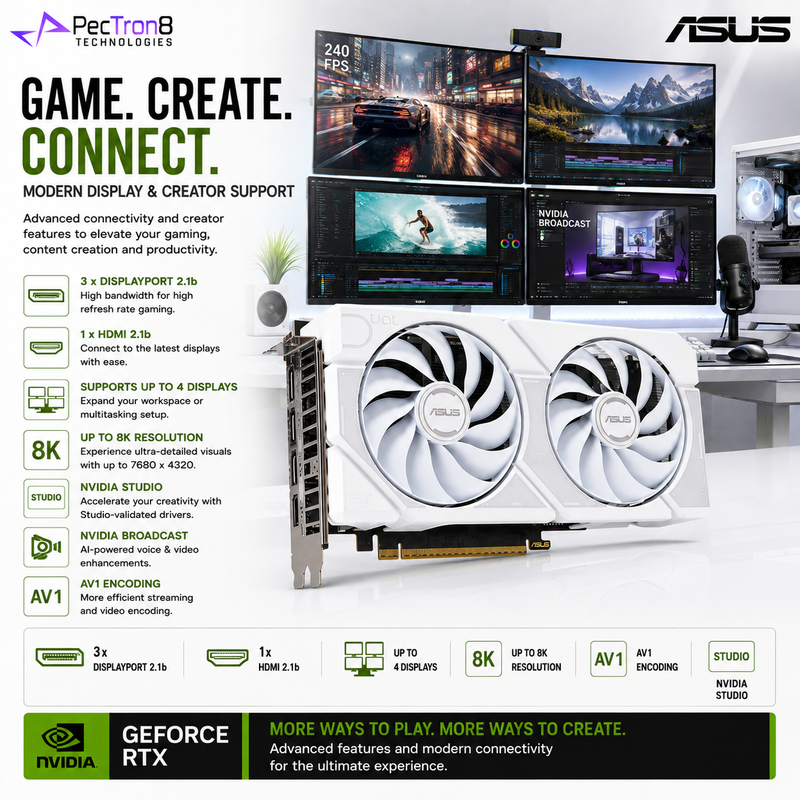 ASUS Dual GeForce RTX 5060 Ti 8GB GDDR7 White OC Edition Graphics Card | Blackwell | DLSS 4 | PCIe 5.0